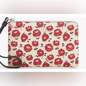 Coach Corner Zip Wristlet With Floral Print